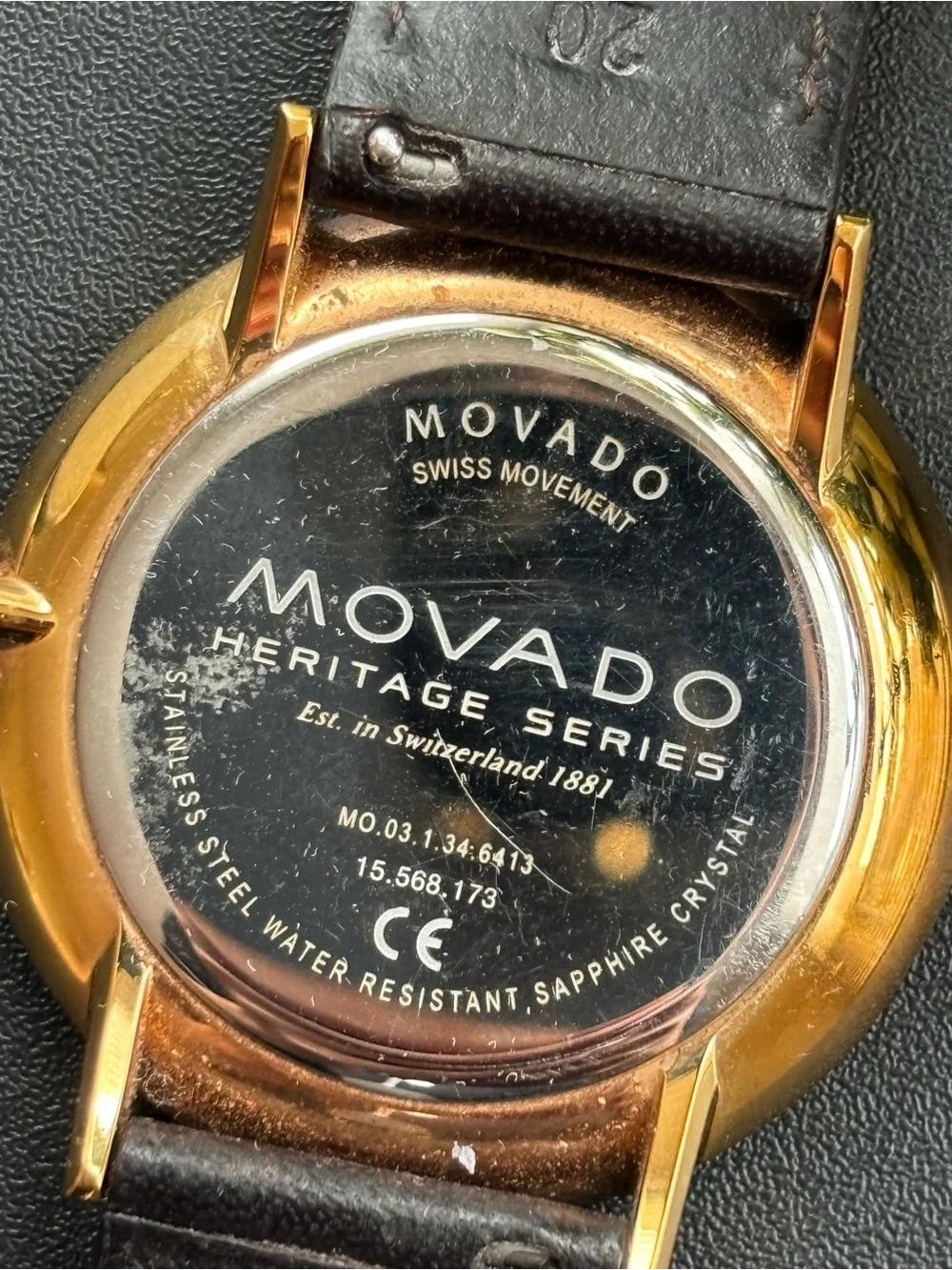 Movado Silhouette Men's Rose Gold Case White Dial Brow Leather Watch